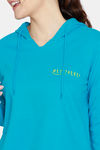 Zivame Fleece Marl Knit Cotton Hoodie With Soft Brushed Back - Enamel Blue — thumbnail 5
